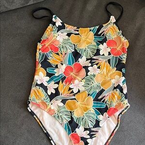 Floral Black One-Piece Swimsuit for Women